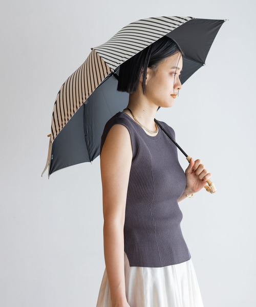 A part by（アパートバイ）の「バンブーハンドルシャコウガサ（長傘・レディース・グレー/アイボリー/ライトベージュ/ブルー系その他2・FREE）」の5枚目の写真