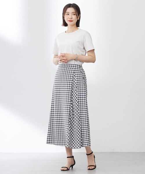 J.PRESS(ジェイプレス)の「【洗える】アセVisギンガム フレアー スカート(スカート・レディース・ネイビー系5/グレー系5・11/9/7)」の4枚目の写真