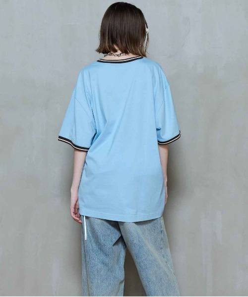 MAISON SPECIAL（メゾンスペシャル）の「Fringe Embroidery Big Ringer T-shirt/フリンジエンブロイダリービッグリンガーTEE【MAISON SPECIAL/メゾンスペシャル】（Tシャツ/カットソー・レディース・チャコールグレー/ブルー/ライトイエロー・FREE）」の9枚目の写真
