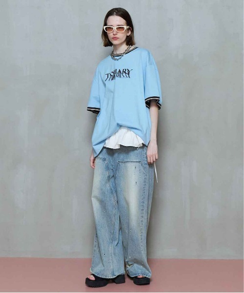 MAISON SPECIAL tシャツ Fringe Lace Crew Neck Tops/フリンジ