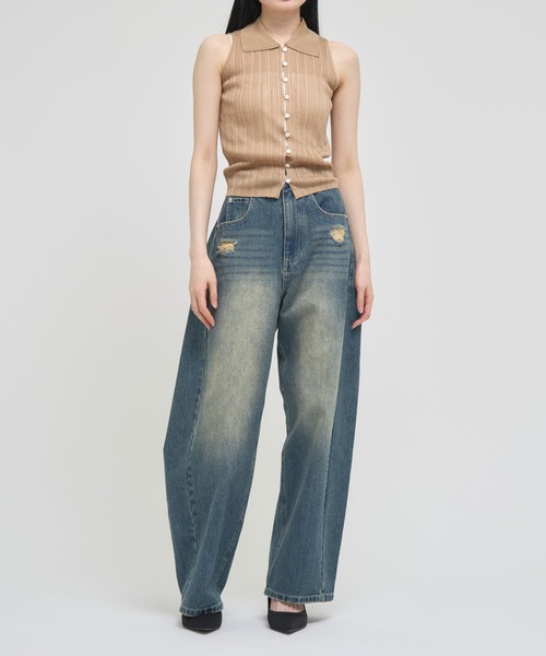 セール】《ZOZOTOWN限定》【Louren/ローレン】switching denim