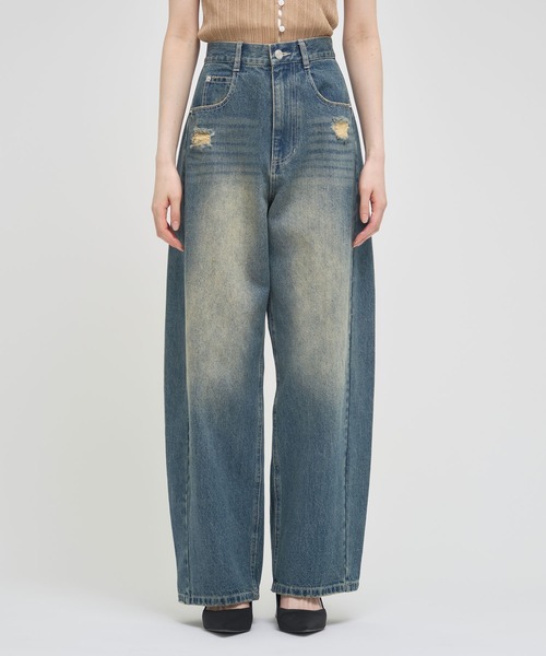 【 louren 】 bleach hem denim デニム　ローレン bleach hem denim(36 BLACK): Louren: WOMENS｜THE TOKYO ONLINE STORE