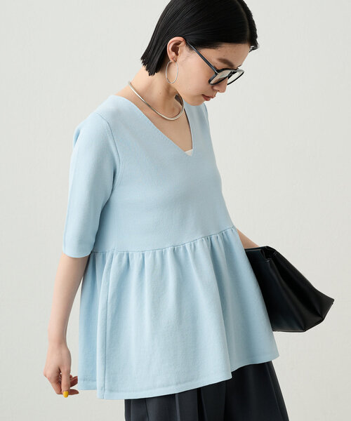 新品 Loungedress ペプラムニット ラウンジドレス ブラック