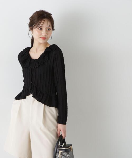 PROPORTION BODY DRESSING(プロポーションボディドレッシング)の「シアーフリルカーディガン / 1215160507(Tシャツ/カットソー・レディース・ブラック/ホワイト/ライトグリーン・FREE)」の4枚目の写真