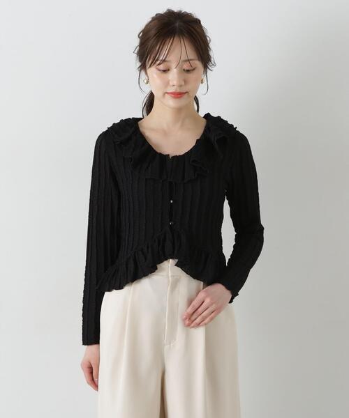 PROPORTION BODY DRESSING(プロポーションボディドレッシング)の「シアーフリルカーディガン / 1215160507(Tシャツ/カットソー・レディース・ブラック/ホワイト/ライトグリーン・FREE)」の7枚目の写真