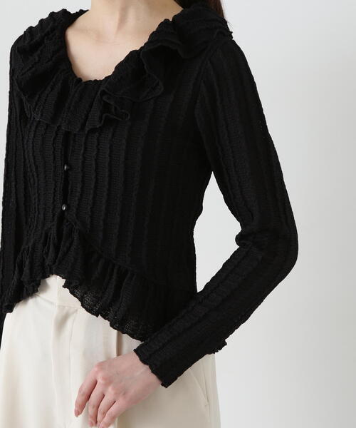 PROPORTION BODY DRESSING(プロポーションボディドレッシング)の「シアーフリルカーディガン / 1215160507(Tシャツ/カットソー・レディース・ブラック/ホワイト/ライトグリーン・FREE)」の11枚目の写真