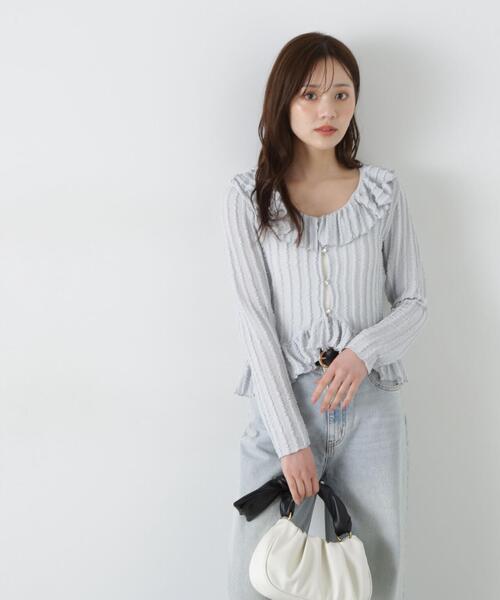 PROPORTION BODY DRESSING(プロポーションボディドレッシング)の「シアーフリルカーディガン / 1215160507(Tシャツ/カットソー・レディース・ブラック/ホワイト/ライトグリーン・FREE)」の18枚目の写真