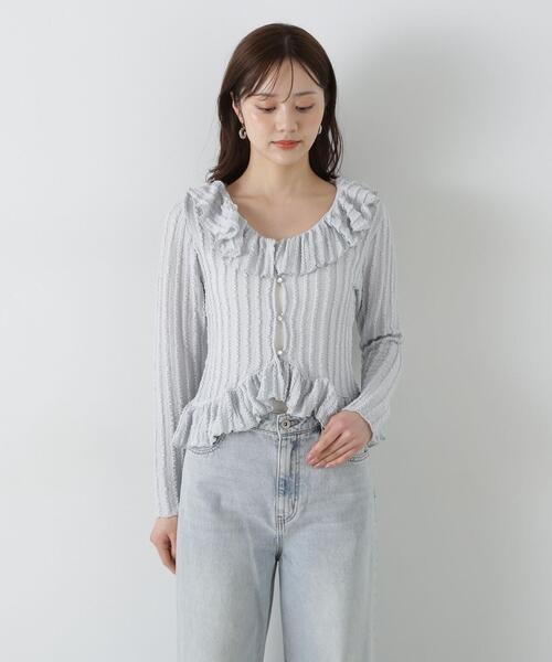 PROPORTION BODY DRESSING(プロポーションボディドレッシング)の「シアーフリルカーディガン / 1215160507(Tシャツ/カットソー・レディース・ブラック/ホワイト/ライトグリーン・FREE)」の21枚目の写真