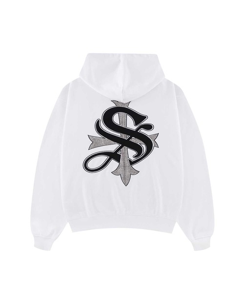 【Paragraph】25ss WHITE CROSS ZIP HOODIE フーディ Women Men Y2K Goth Cross Zip Up Hoodie Grunge Punk Emo