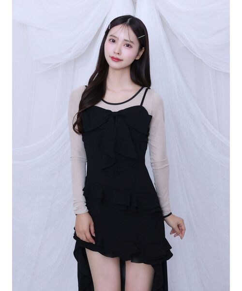 EATME（イートミー）の「ラインストーンシアーTOP（Tシャツ/カットソー・レディース・ベージュ/ブラック・FREE）」の4枚目の写真