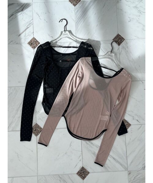 EATME（イートミー）の「ラインストーンシアーTOP（Tシャツ/カットソー・レディース・ベージュ/ブラック・FREE）」の10枚目の写真