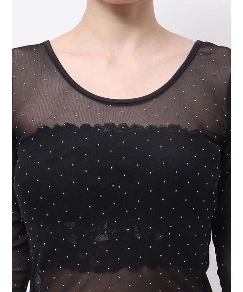 EATME（イートミー）の「ラインストーンシアーTOP（Tシャツ/カットソー・レディース・ベージュ/ブラック・FREE）」の15枚目の写真