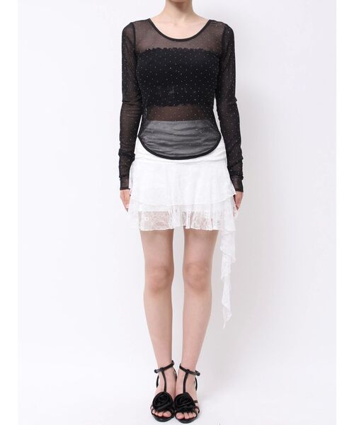 EATME（イートミー）の「ラインストーンシアーTOP（Tシャツ/カットソー・レディース・ベージュ/ブラック・FREE）」の19枚目の写真