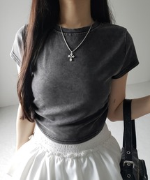 【 2color 】サイドギャザー半袖ヴィンテージTシャツ / side shirring short slleve vintage T-shirt ※※