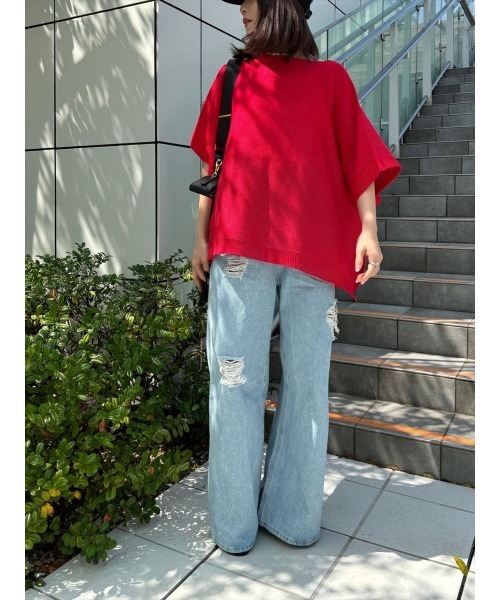 Day and Grade（デイアンドグレイド）の「ホールガーメントニット / 手洗い可・ストレッチ（ニット/セーター・レディース・レッド/グレイッシュベージュ/ブルー/チャコールグレー・FREE）」の8枚目の写真