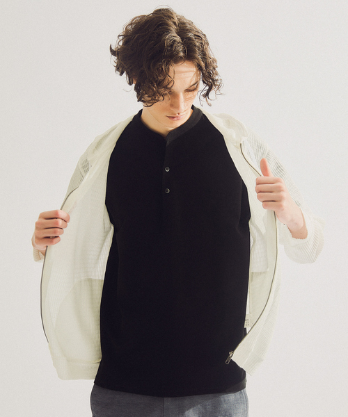 ABAHOUSE(アバハウス)の「ブロック柄メッシュ ダブル ジップパーカー / シアーストレッチ(パーカー・メンズ・ブラック/ネイビー/ホワイト・44/48/46)」の16枚目の写真