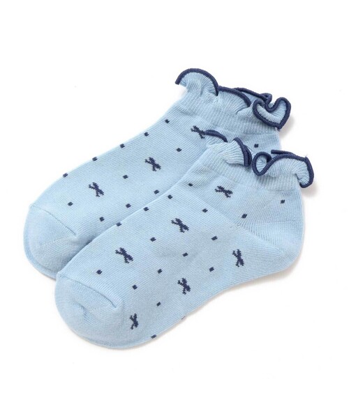 BeBe（ベベ）の「リボンドットフリルアンクルソックス(11~24cm)（ソックス/靴下・キッズ・ブルー系その他/パープル系その他・13.0cm/15.0cm/21.0cm/24.0cm/19.0cm/17.0cm）」の2枚目の写真