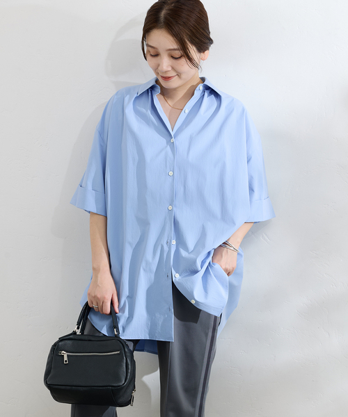 24SS JOURNAL STANDARD タイプライタービッグシャツ ネイビー 24SS JOURNAL STANDARD タイプライタービッグシャツ ネイビー