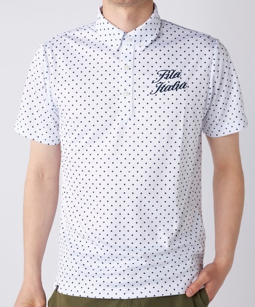 FILA GOLF(フィラゴルフ )の「【FILA GOLF:フィラゴルフ】ドット柄ポロシャツ ゴルフ おしゃれなギフトに最適!(シャツ/ブラウス・メンズ・ターコイズブルー/ネイビー/ブラック/ホワイト・LARGE/MEDIUM/X-LARGE)」の2枚目の写真