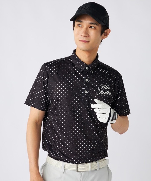FILA GOLF(フィラゴルフ )の「【FILA GOLF:フィラゴルフ】ドット柄ポロシャツ ゴルフ おしゃれなギフトに最適!(シャツ/ブラウス・メンズ・ターコイズブルー/ネイビー/ブラック/ホワイト・LARGE/MEDIUM/X-LARGE)」の3枚目の写真