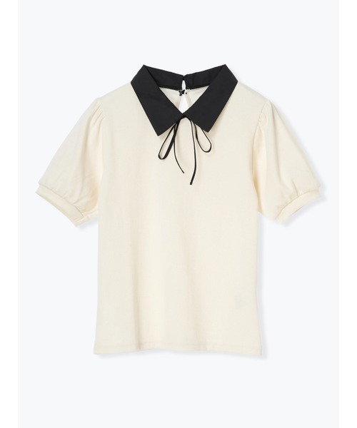 襟付きバイカラーリボンタイプルオーバー（Tシャツ/カットソー