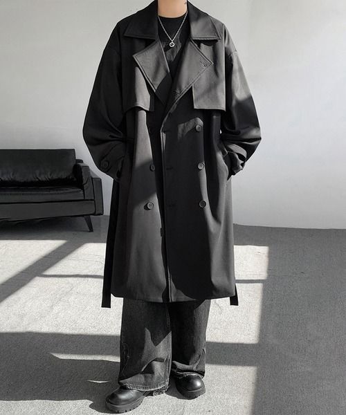 アーカイブ　roen 黒 ダブルブレスト トレンチコート 黒いトレンチコート ダブルブレスト