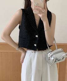 Mela（メラ）の「HEART BUTTON TWEED GILET（その他アウター）」