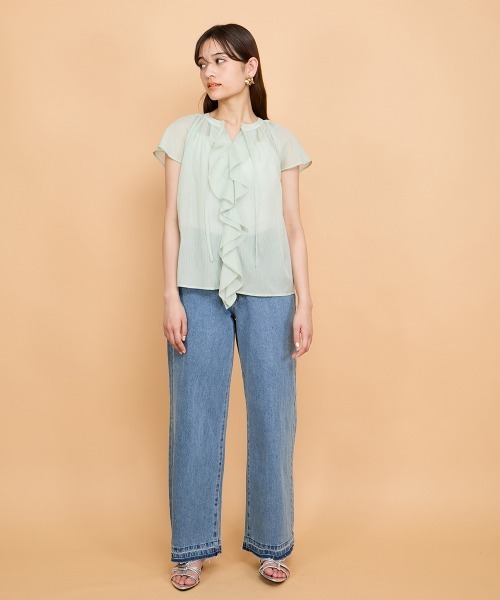 QUEENS COURT(クイーンズコート)の「紐ベルト付デニムワイドパンツ≪手洗い可能≫(デニムパンツ・レディース・ブルー・M)」の14枚目の写真