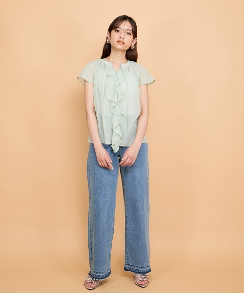 QUEENS COURT(クイーンズコート)の「紐ベルト付デニムワイドパンツ≪手洗い可能≫(デニムパンツ・レディース・ブルー・M)」の15枚目の写真