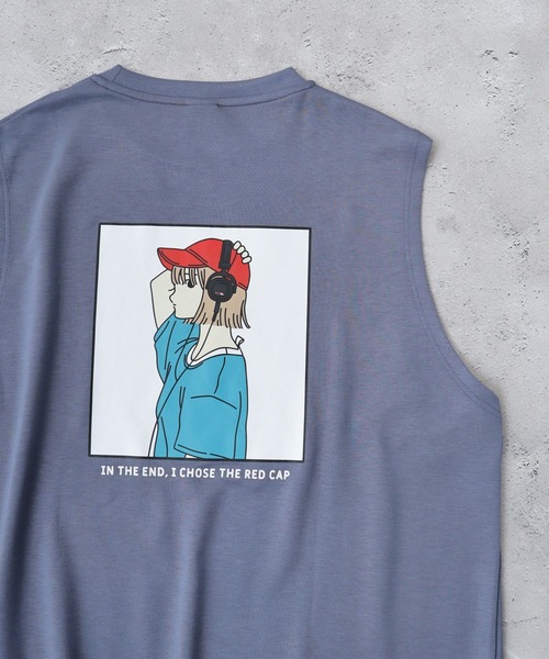 Red Cap Girl(レッドキャプガール)の「RED CAP GIRL ポンチバックプリントノースリーブ(タンクトップ・メンズ・ブルー/グリーン/ライトグレー/ピンク/ブラック/チャコールグレー/ホワイト・M/L)」の6枚目の写真