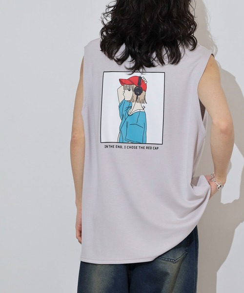 Red Cap Girl(レッドキャプガール)の「RED CAP GIRL ポンチバックプリントノースリーブ(タンクトップ・メンズ・ブルー/グリーン/ライトグレー/ピンク/ブラック/チャコールグレー/ホワイト・M/L)」の4枚目の写真