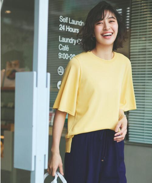 OPAQUE.CLIP（オペークドットクリップ）の「《6色展開/S-LLサイズ》フレアスリーブニット【UV/接触冷感/抗ピル/洗濯機洗い可】（ニット/セーター・レディース・ブラック/ホワイト/ブラウン系その他/ブルー系その他/イエロー/ライトグレー・36/38/40/42）」の17枚目の写真