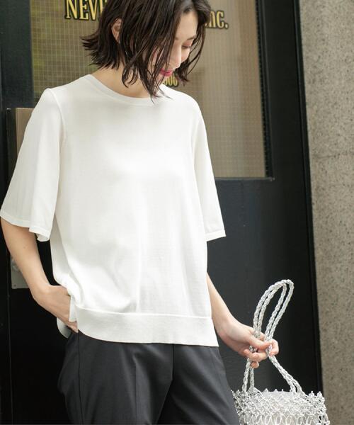 OPAQUE.CLIP（オペークドットクリップ）の「《6色展開/S-LLサイズ》フレアスリーブニット【UV/接触冷感/抗ピル/洗濯機洗い可】（ニット/セーター・レディース・ブラック/ホワイト/ブラウン系その他/ブルー系その他/イエロー/ライトグレー・36/38/40/42）」の18枚目の写真