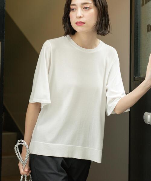 OPAQUE.CLIP（オペークドットクリップ）の「《6色展開/S-LLサイズ》フレアスリーブニット【UV/接触冷感/抗ピル/洗濯機洗い可】（ニット/セーター・レディース・ブラック/ホワイト/ブラウン系その他/ブルー系その他/イエロー/ライトグレー・36/38/40/42）」の20枚目の写真