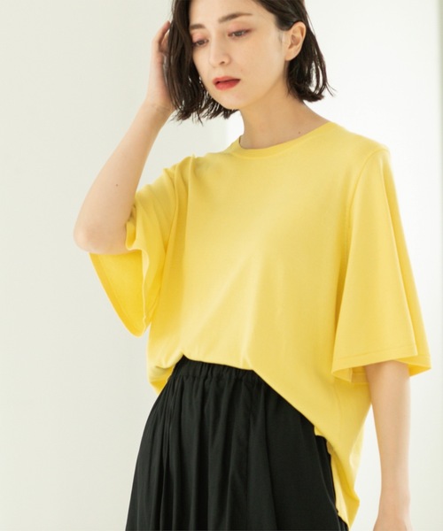 OPAQUE.CLIP（オペークドットクリップ）の「《6色展開/S-LLサイズ》フレアスリーブニット【UV/接触冷感/抗ピル/洗濯機洗い可】（ニット/セーター・レディース・ブラック/ホワイト/ブラウン系その他/ブルー系その他/イエロー/ライトグレー・36/38/40/42）」の7枚目の写真