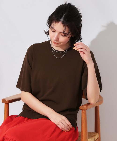 OPAQUE.CLIP（オペークドットクリップ）の「《6色展開/S-LLサイズ》フレアスリーブニット【UV/接触冷感/抗ピル/洗濯機洗い可】（ニット/セーター・レディース・ブラック/ホワイト/ブラウン系その他/ブルー系その他/イエロー/ライトグレー・36/38/40/42）」の14枚目の写真