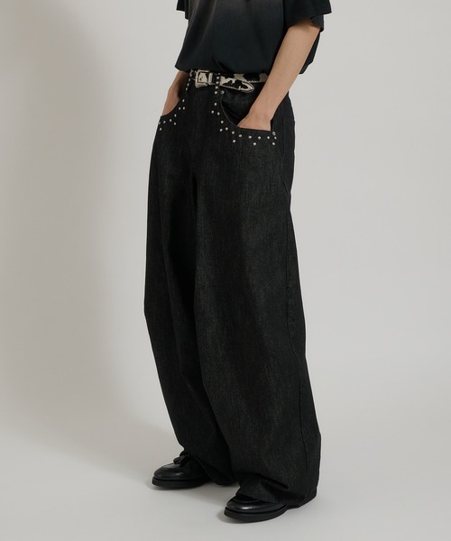 SILVER STUDDED RIGID DENIM/シルバースタッズリジットデニム