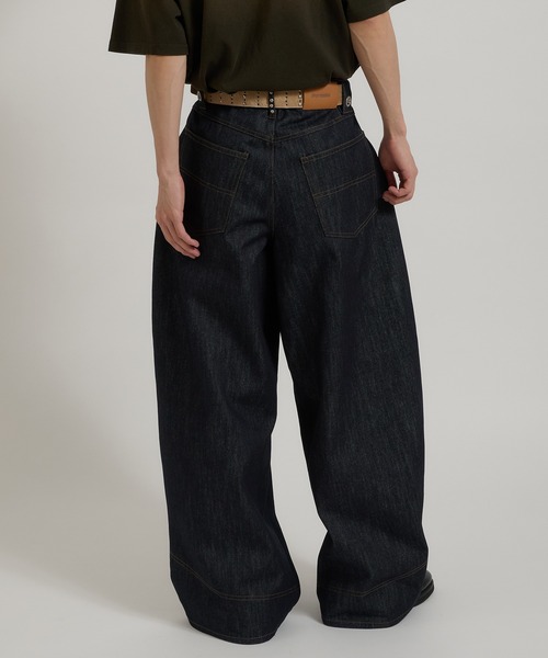 Perushu シルバースタッズリジットデニム L セール】SILVER STUDDED RIGID DENIM/シルバースタッズリジット