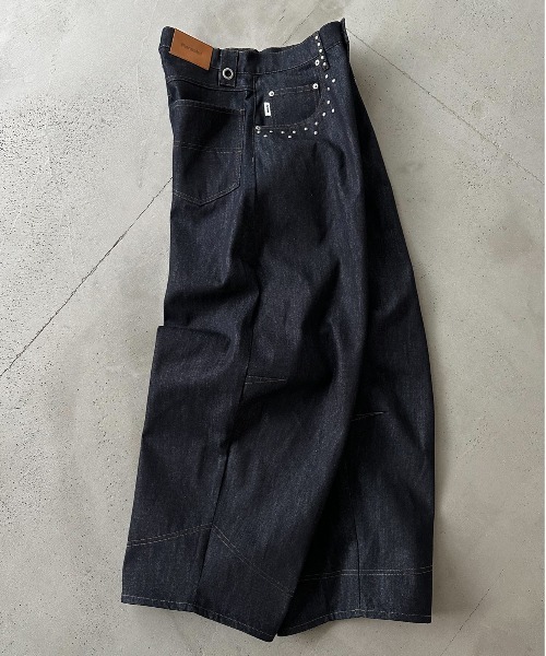 Perushu(ペルーシュ)スタッズ付きリジットデニム SILVER STUDDED RIGID DENIM/シルバースタッズリジットデニム