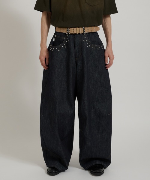 Perushu　SILVER STUDDED RIGID DENIM セール】SILVER STUDDED RIGID DENIM/シルバースタッズリジットデニム