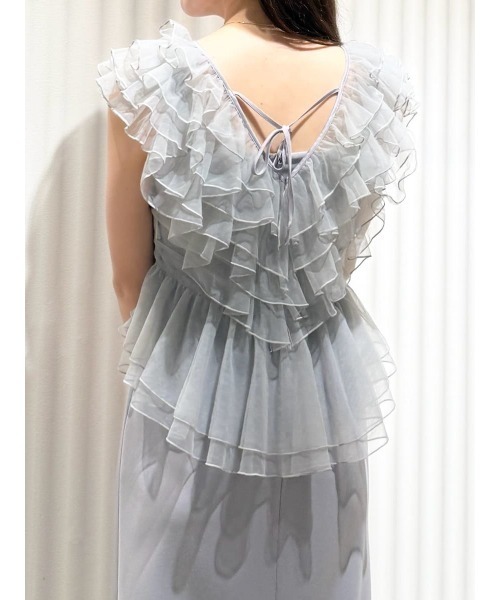 Sustainableペプラムチュールドレス（ワンピース）｜SNIDEL