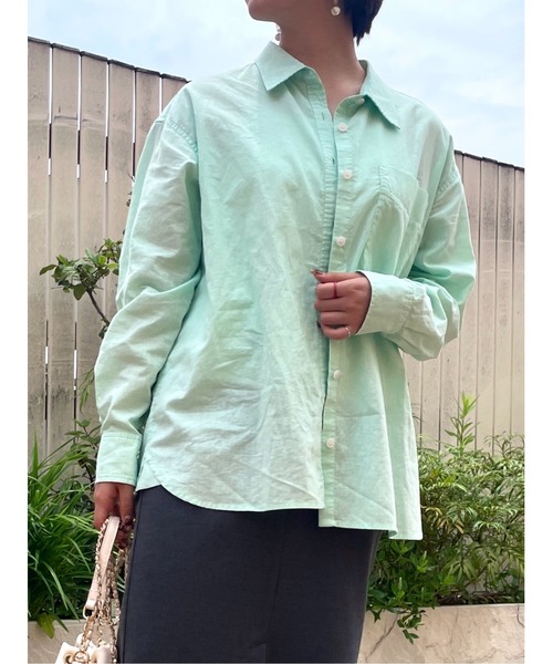 NAUL(ナウル)の「コットンリネンシアーシャツ / リネン リネンシャツ シアー シアーシャツ オーバーサイズ コットンリネン シャツ 長袖 春服 夏服 きれいめ カジュアル(シャツ/ブラウス・レディース・パープル/ミント/イエロー・FREE)」の2枚目の写真