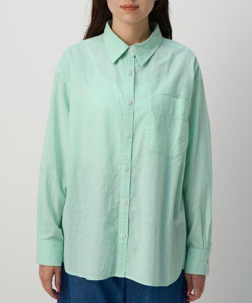 NAUL(ナウル)の「コットンリネンシアーシャツ / リネン リネンシャツ シアー シアーシャツ オーバーサイズ コットンリネン シャツ 長袖 春服 夏服 きれいめ カジュアル(シャツ/ブラウス・レディース・パープル/ミント/イエロー・FREE)」の9枚目の写真