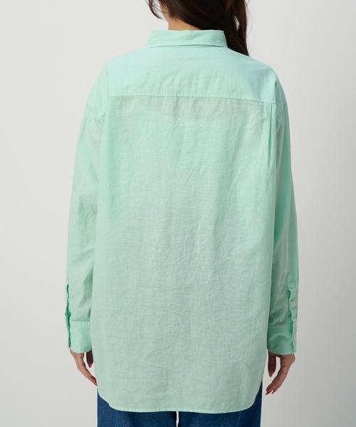 NAUL(ナウル)の「コットンリネンシアーシャツ / リネン リネンシャツ シアー シアーシャツ オーバーサイズ コットンリネン シャツ 長袖 春服 夏服 きれいめ カジュアル(シャツ/ブラウス・レディース・パープル/ミント/イエロー・FREE)」の7枚目の写真