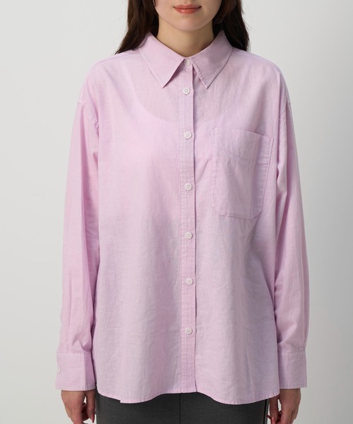 NAUL(ナウル)の「コットンリネンシアーシャツ / リネン リネンシャツ シアー シアーシャツ オーバーサイズ コットンリネン シャツ 長袖 春服 夏服 きれいめ カジュアル(シャツ/ブラウス・レディース・パープル/ミント/イエロー・FREE)」の6枚目の写真