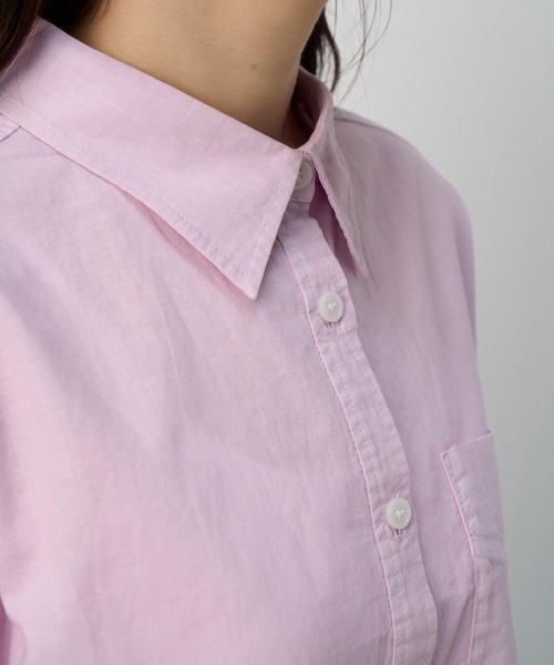 NAUL(ナウル)の「コットンリネンシアーシャツ / リネン リネンシャツ シアー シアーシャツ オーバーサイズ コットンリネン シャツ 長袖 春服 夏服 きれいめ カジュアル(シャツ/ブラウス・レディース・パープル/ミント/イエロー・FREE)」の14枚目の写真