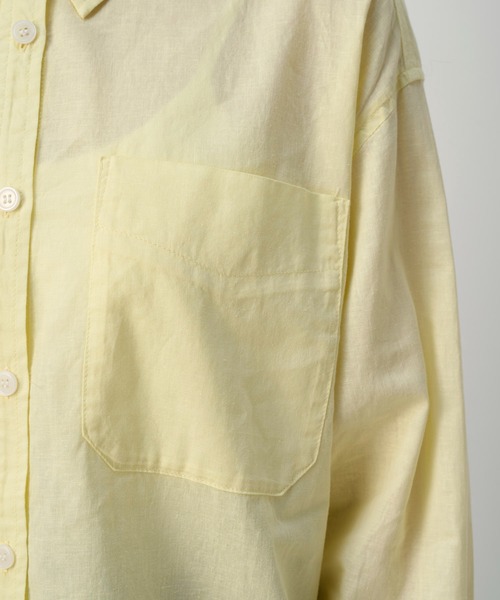 NAUL(ナウル)の「コットンリネンシアーシャツ / リネン リネンシャツ シアー シアーシャツ オーバーサイズ コットンリネン シャツ 長袖 春服 夏服 きれいめ カジュアル(シャツ/ブラウス・レディース・パープル/ミント/イエロー・FREE)」の13枚目の写真