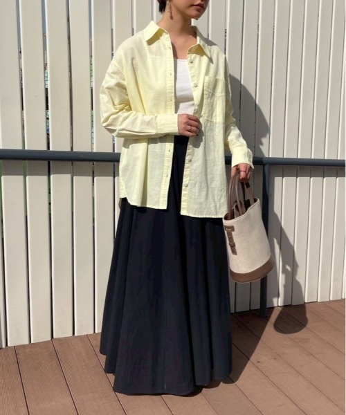 NAUL(ナウル)の「コットンリネンシアーシャツ / リネン リネンシャツ シアー シアーシャツ オーバーサイズ コットンリネン シャツ 長袖 春服 夏服 きれいめ カジュアル(シャツ/ブラウス・レディース・パープル/ミント/イエロー・FREE)」の22枚目の写真