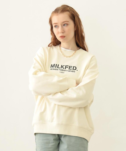 MILKFED.(ミルクフェド)の「STENCIL LOGO WIDE CREW SWEAT TOP(スウェット・レディース・オフホワイト/ブラック/オリーブ・M/L)」の10枚目の写真