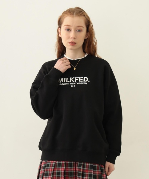 MILKFED.(ミルクフェド)の「STENCIL LOGO WIDE CREW SWEAT TOP(スウェット・レディース・オフホワイト/ブラック/オリーブ・M/L)」の21枚目の写真